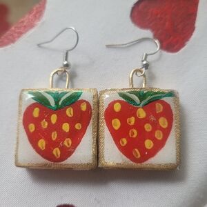 Playful Red and Green Earrings with Silver Hooks 3 Pair $15
